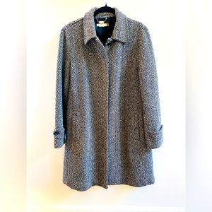 J. Crew Vintage Gray and Black Herringbone Women’s Wool Coat Size Large